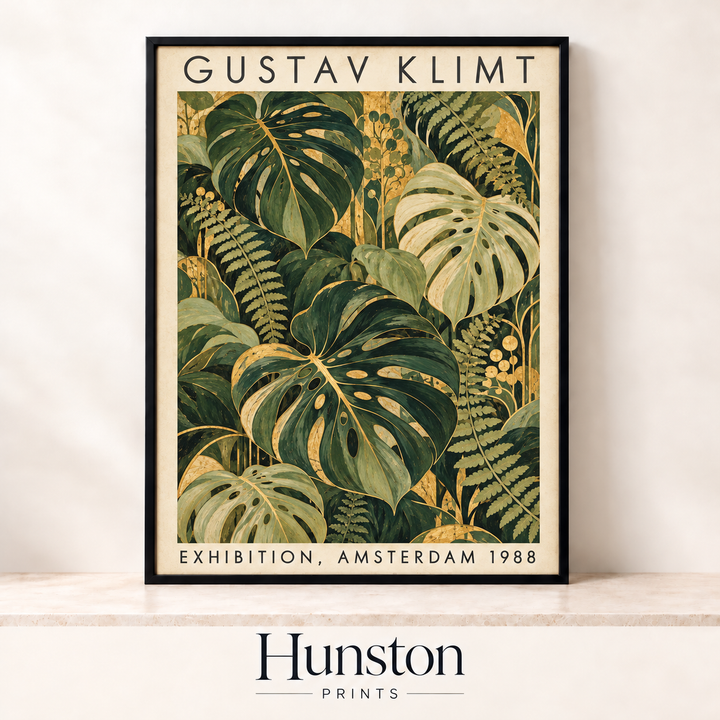 Klimt Inspired Gold Monstera Exhibition Print