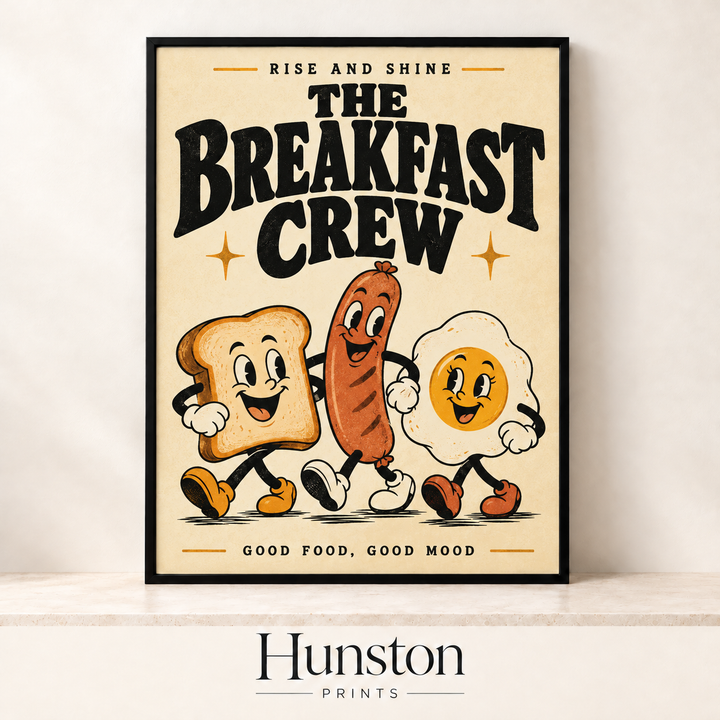 The Breakfast Crew Retro Cartoon Print