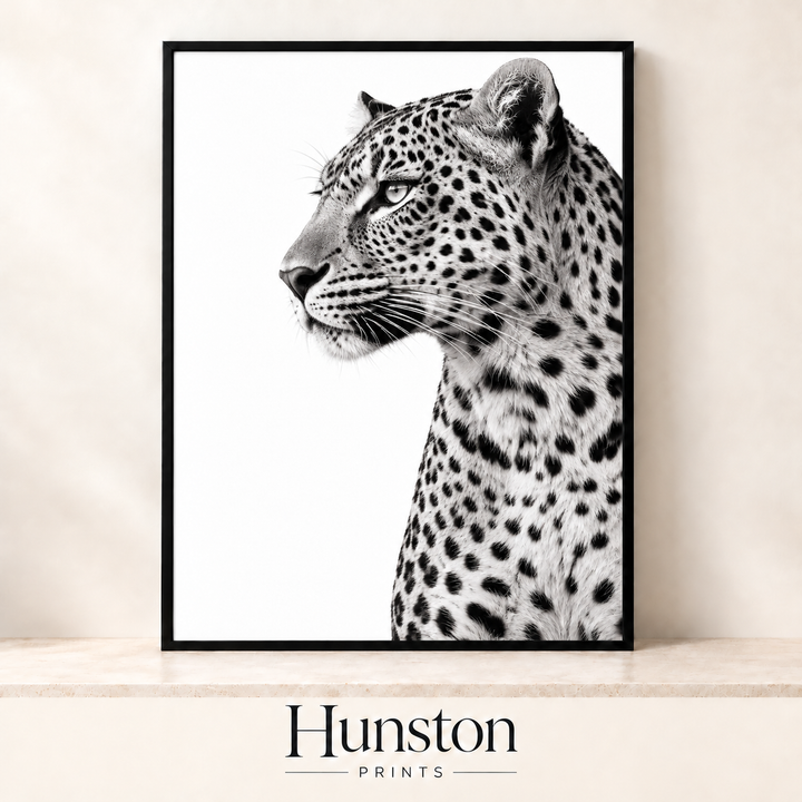 Black and White Leopard Profile Print