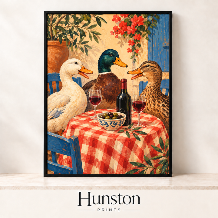 Three Ducks Wine Night Riviera Café Print