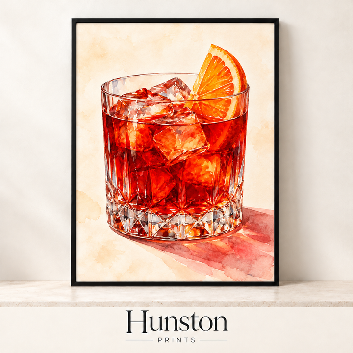 Negroni Cocktail Watercolour Print