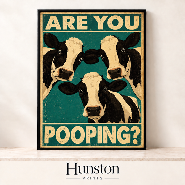 Are You Pooping Funny Cows Bathroom Print