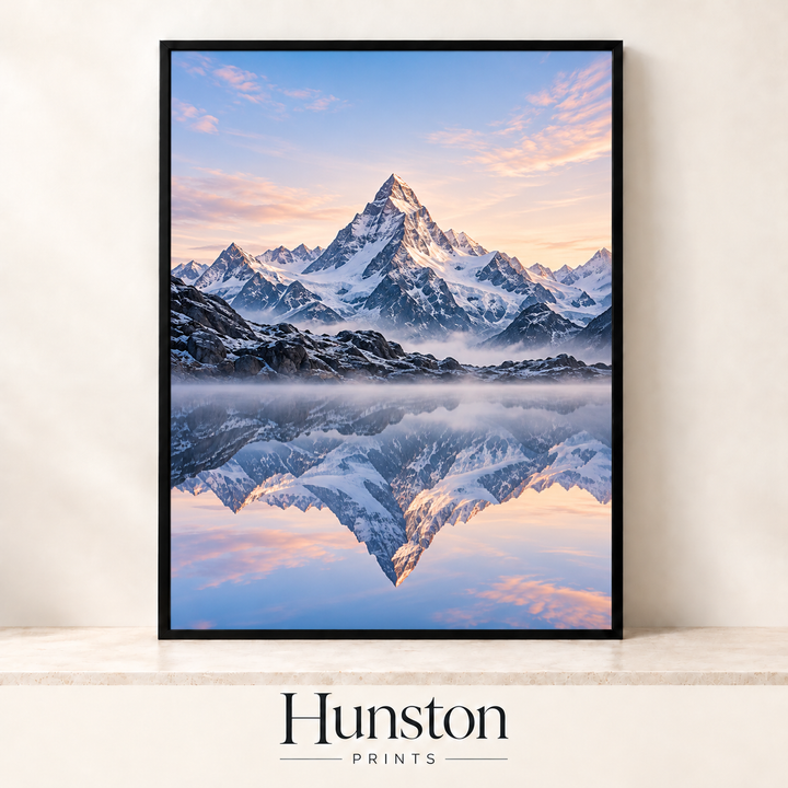 Snowy Mountain Lake Reflection Print