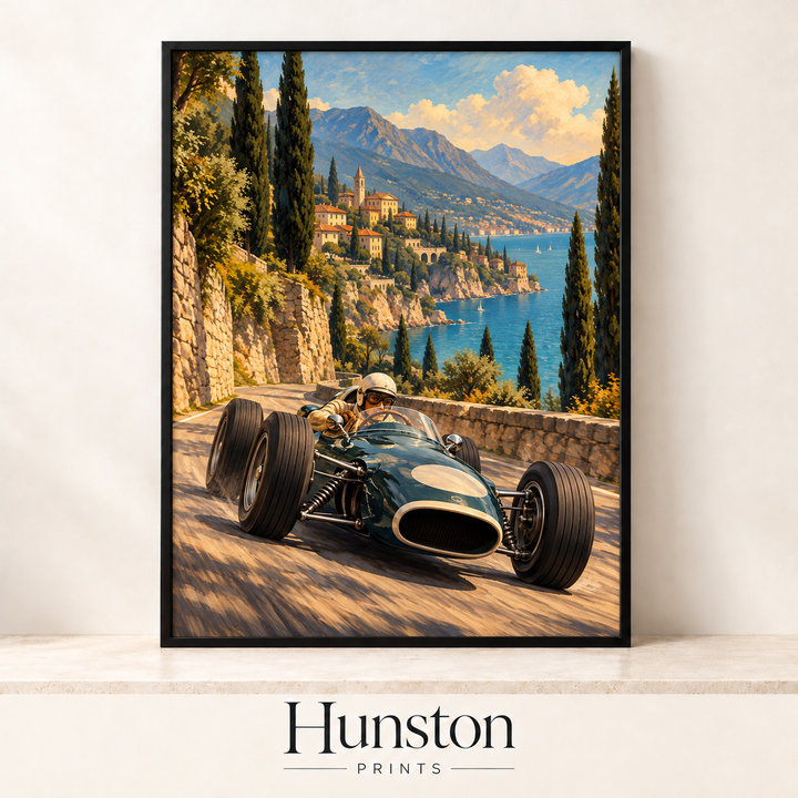 Vintage Racing Car on the Riviera Print