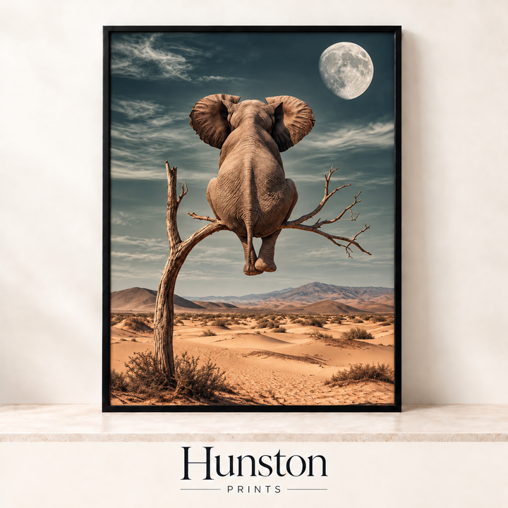 Elephant on a Branch Desert Moon Surreal Print