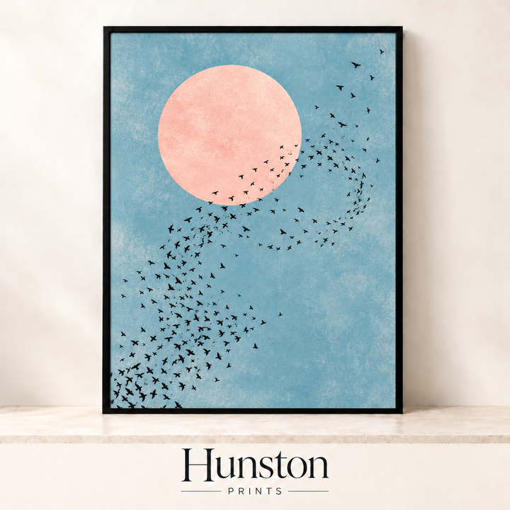 Pink Sun and Starling Murmuration Print