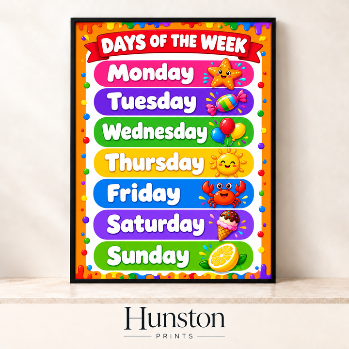 Days of the Week Picture Chart Print