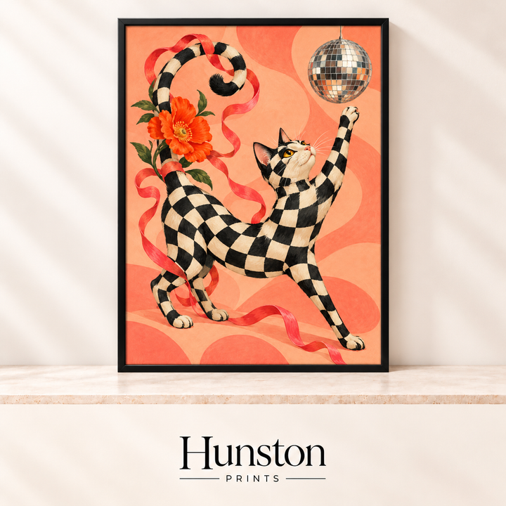Disco Harlequin Cat Print