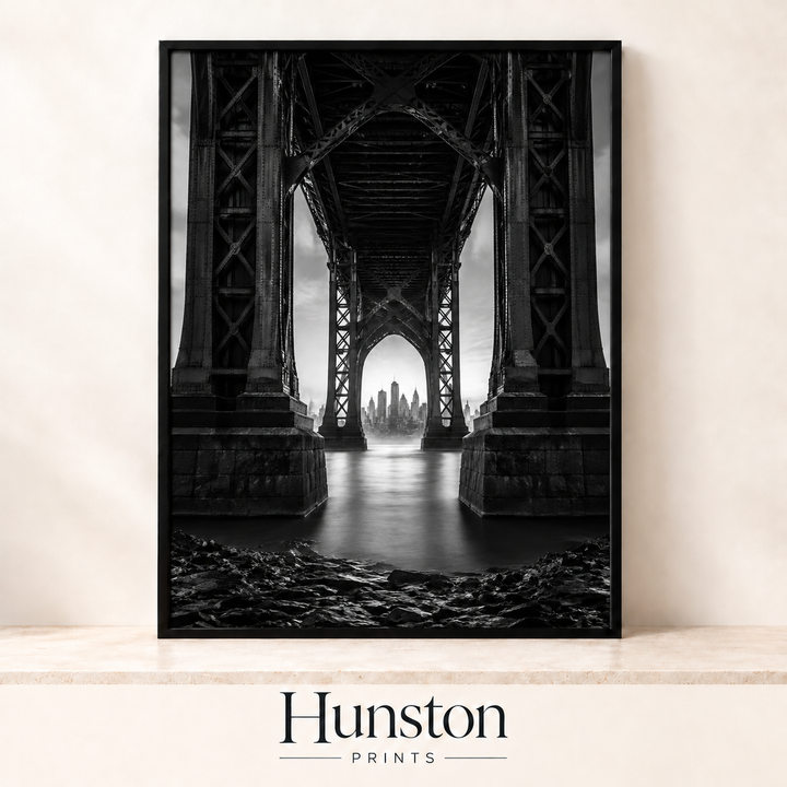 Under the Bridge Black and White City Print