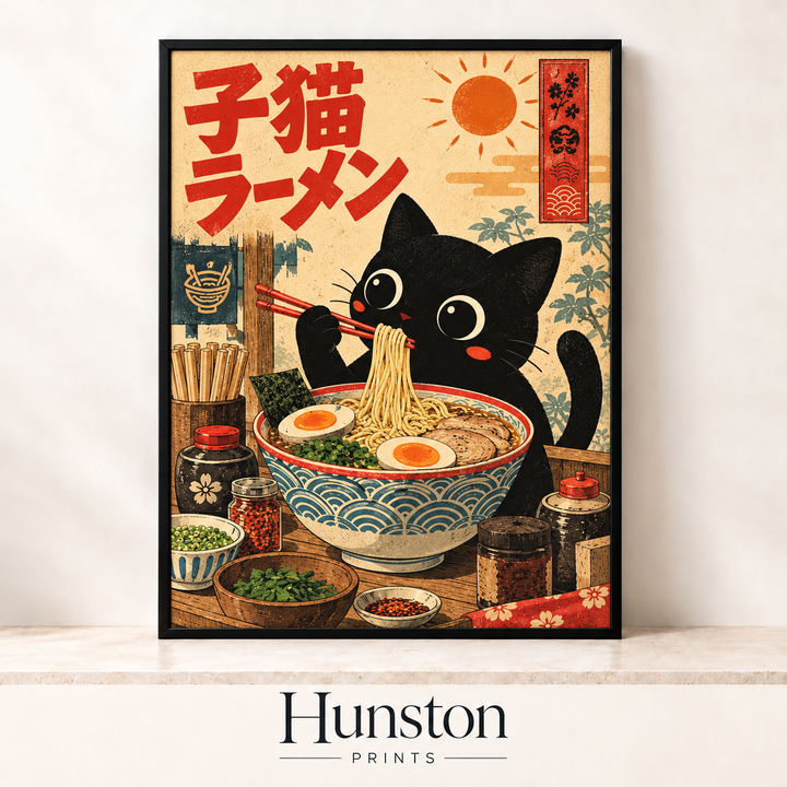 Kitten Ramen Japanese Print