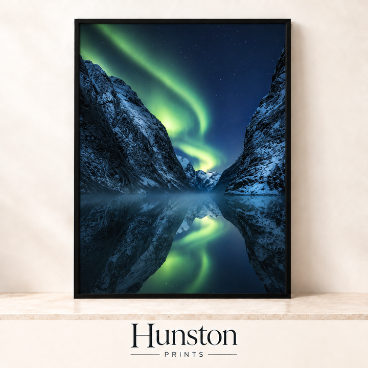 Northern Lights Over a Fjord Print