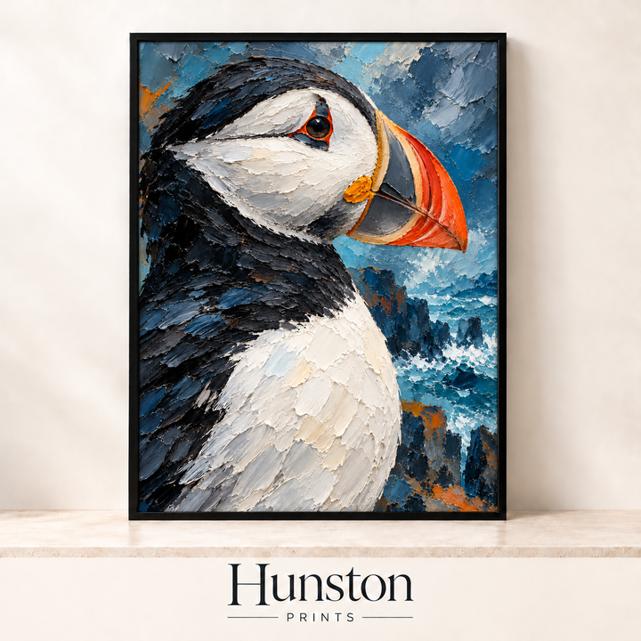 Puffin Portrait Impasto Print