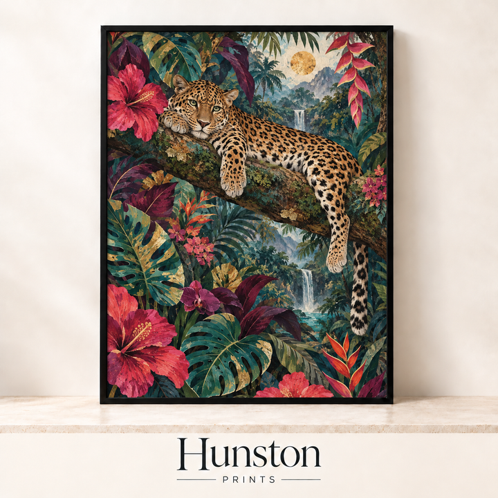 Leopard Resting in the Jungle Print