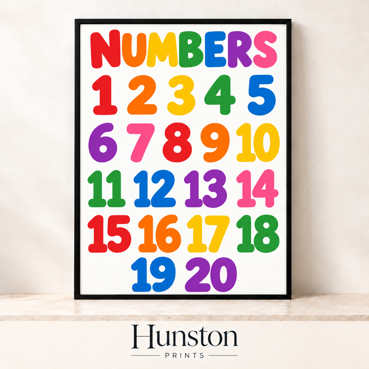 Rainbow Numbers 1-20 Print