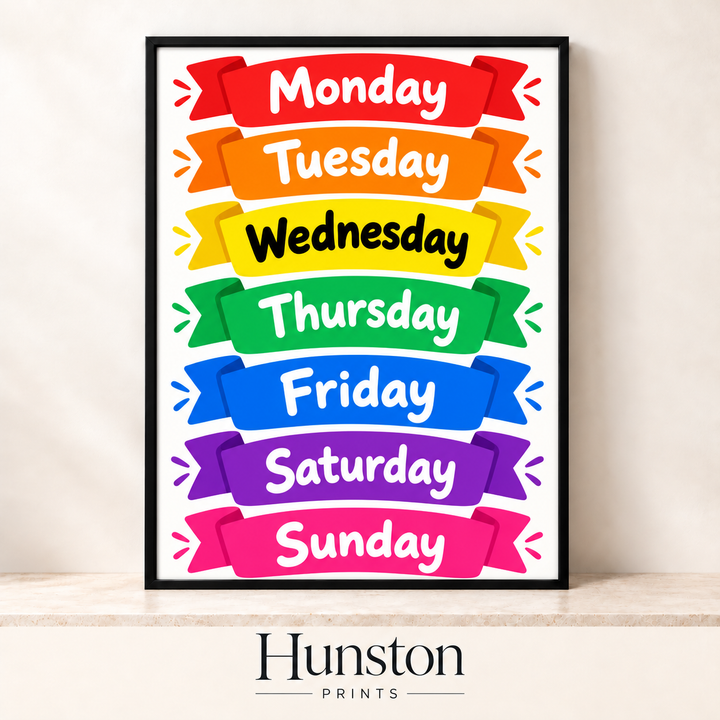 Rainbow Ribbon Days of the Week Print